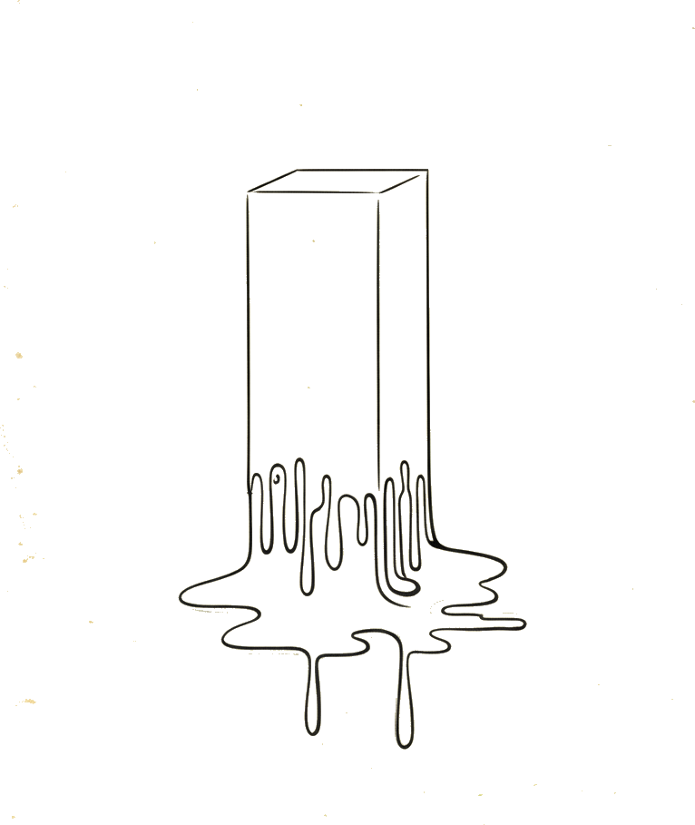 A simple tower structure dissolving into liquid at its base
